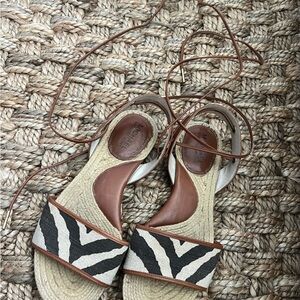 Michael Kors Black and Tan Espadrilles with Zebra Bow